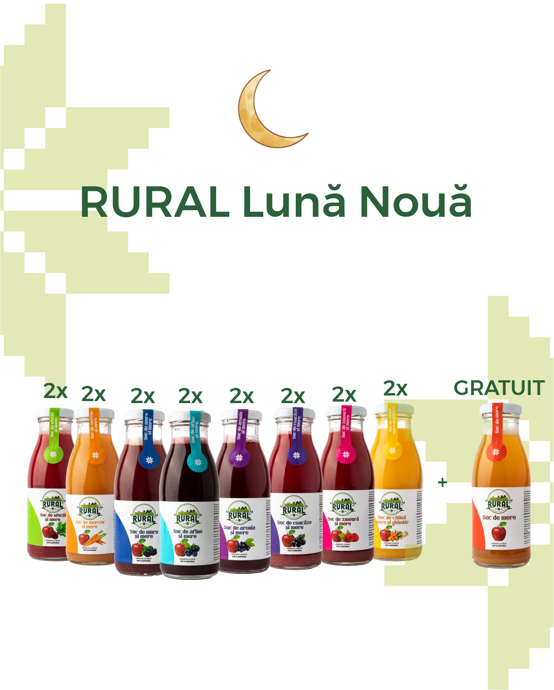 Pachet Sucuri Naturale 100% Cătină, Coacăze, Zmeură, Aronia, Afine, Mure, Morcov și Sfeclă + 1 Sticlă Suc de Mere Gratuit 17*250ml